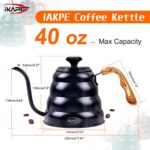 ⁦IKAPE Pour Over Coffee Kettle, Gooseneck Tea Kettle, 1L with Thermometer⁩ - الصورة ⁦2⁩