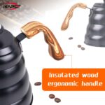 ⁦IKAPE Pour Over Coffee Kettle, Gooseneck Tea Kettle, 1L with Thermometer⁩ - الصورة ⁦4⁩