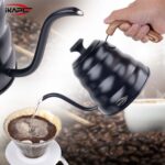 ⁦IKAPE Pour Over Coffee Kettle, Gooseneck Tea Kettle, 1L with Thermometer⁩ - الصورة ⁦6⁩